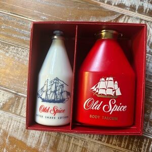 Vintage Old Spice Red and White After Shave Lotion and Body Talcum Set 4oz